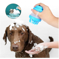 Pet bath brush massage silicone scrubber Pet Cleaning Device Washer Bathing Comb Tool