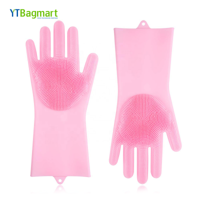 Hot Sale Rubber Dishwashing Magic Washing Cleaning Gloves Silicone Pet Brush Glove