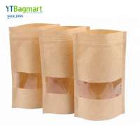 Custom Food Safe Stand Up Kraft Paper Pouch Bag with Clear Window